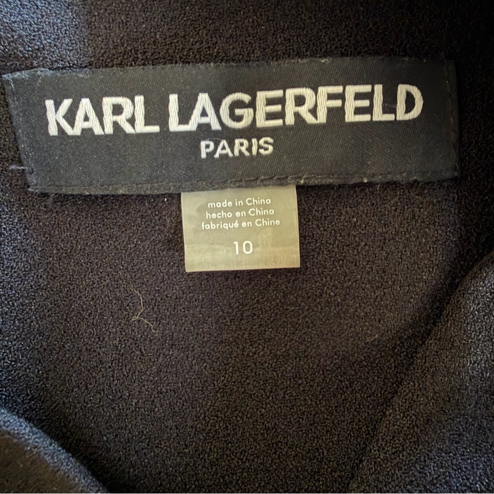 KARL LAGERFIELD little black dress v-neck cutout lace bottom dress 10 - Picture 10 of 16